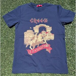 Mens Large Blue Silkscreen Greek T-Shirt by Just Giovanni